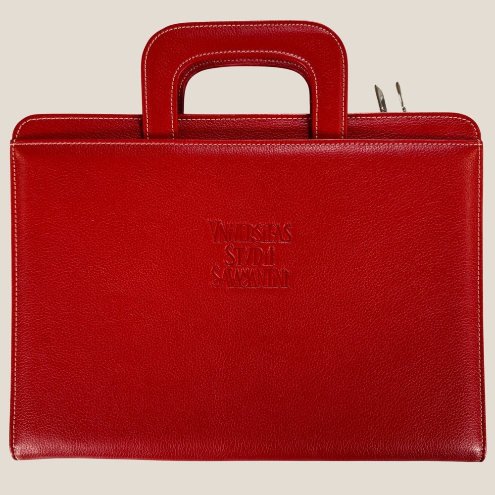 University of Salamanca Leather Portfolio Briefcase Pedro Moscoso Spain Red
